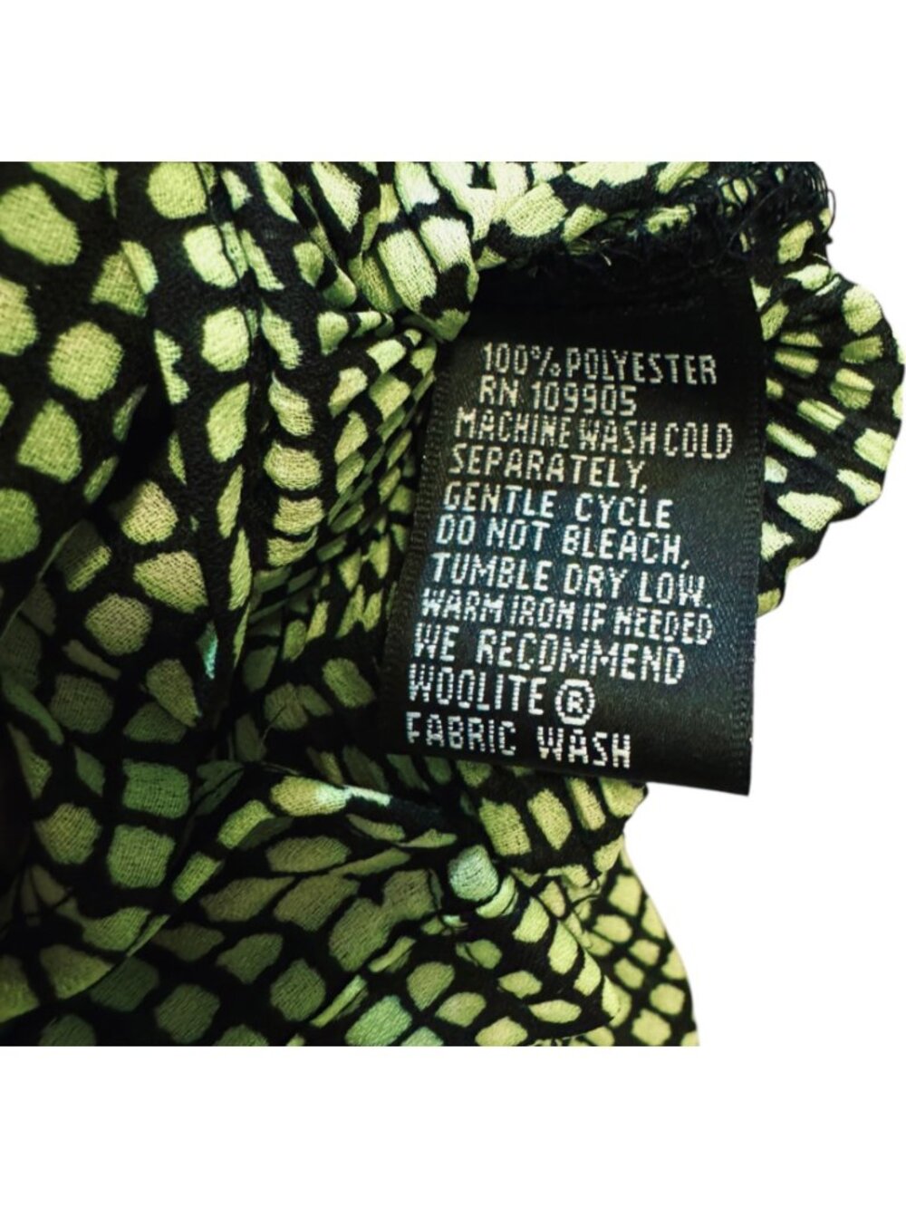 Essentials by Milano Lime Green Black Crinkle Blouse S Witchy Flare Sleeves - Picture 9 of 9